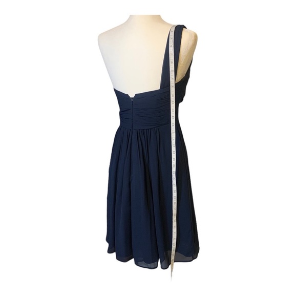 Bill Levkoff One Shoulder Navy Short Dress Size 4 - Picture 3 of 7